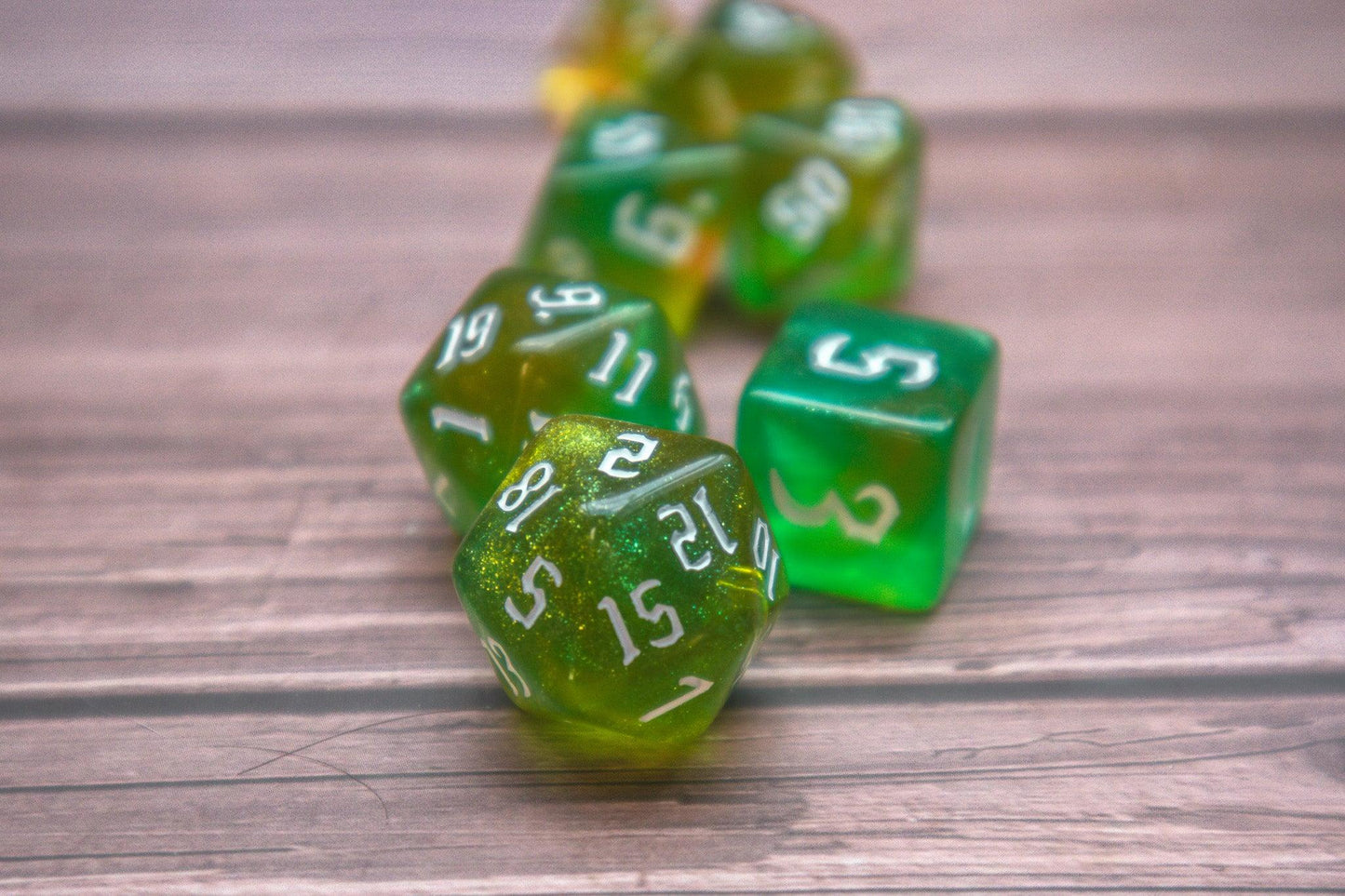 Natures calling dice set - The Flaming Feather & Flaming Filament