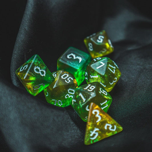 Natures calling dice set - The Flaming Feather & Flaming Filament