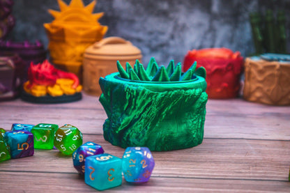 Druid dice box - The Flaming Feather & Flaming Filament