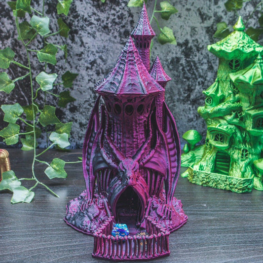 Skeletal Dragon Dice Tower - The Flaming Feather & Flaming Filament