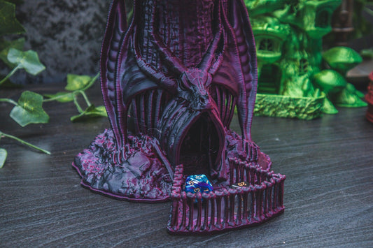 Skeletal Dragon Dice Tower - The Flaming Feather & Flaming Filament