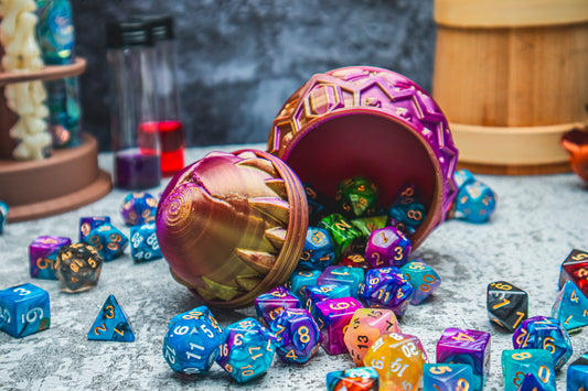 Dragonborn dice box - The Flaming Feather & Flaming Filament