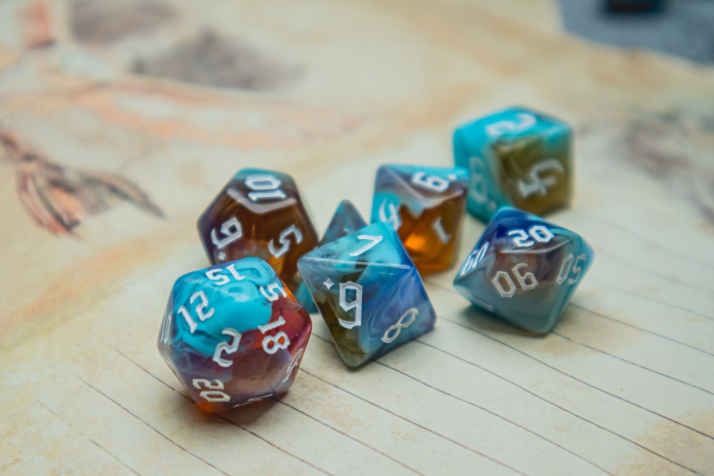 Eternal Sunrise Polyhedral dice set