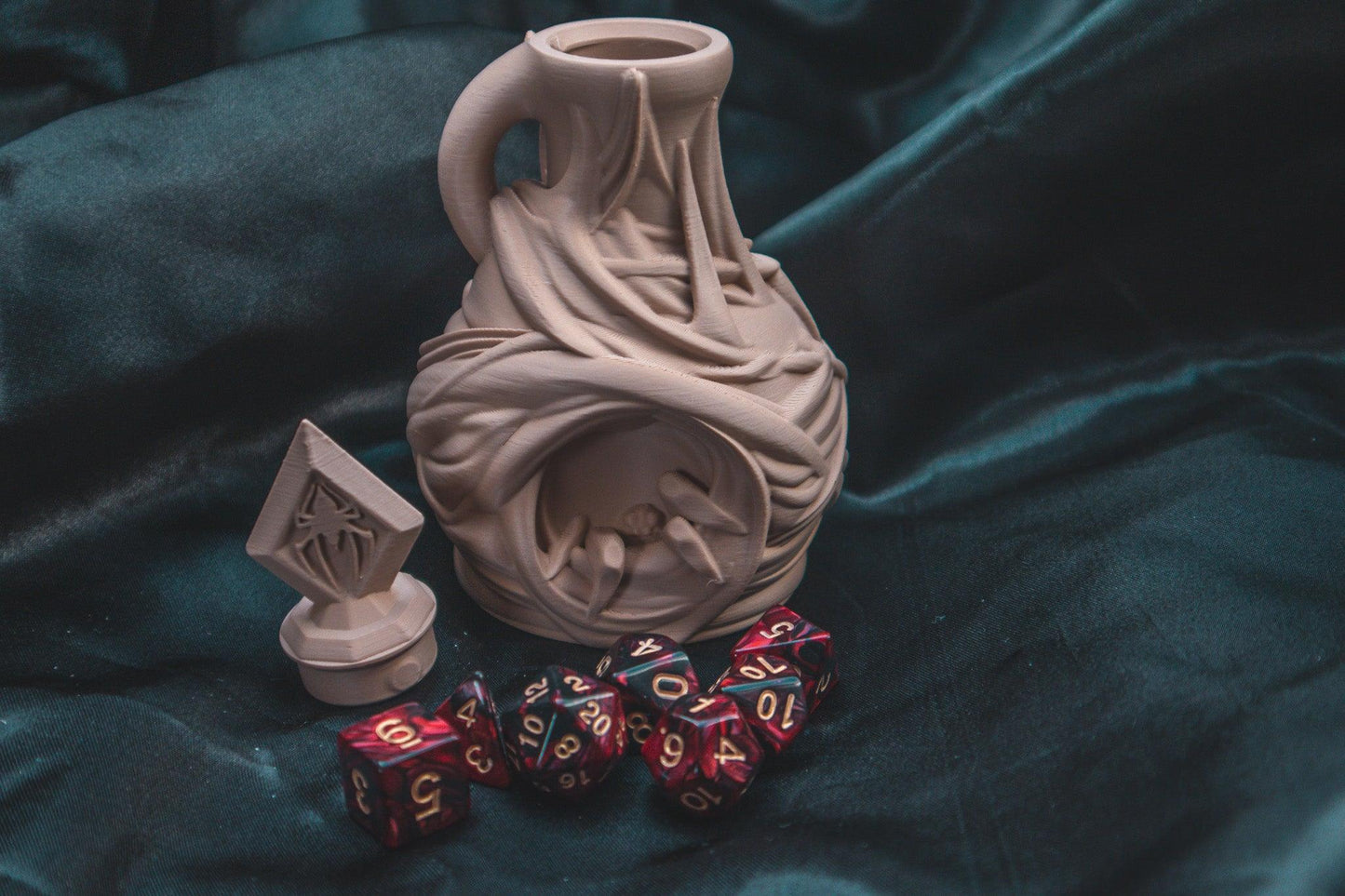 Dragon heart Polyhedral dice set - Soft edge - The Flaming Feather & Flaming Filament