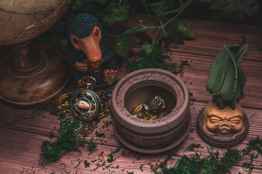 Mandrake Plant Pot jewelry or dice box - The Flaming Feather & Flaming Filament