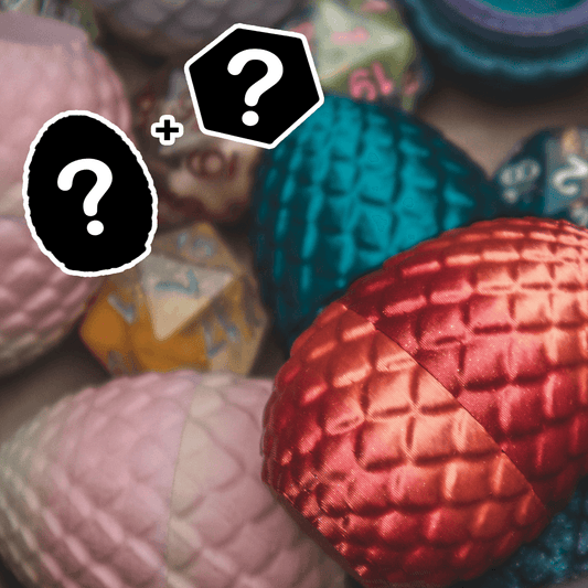 Mystery D20 + Mystery Dragon Egg - The Flaming Feather & Flaming Filament