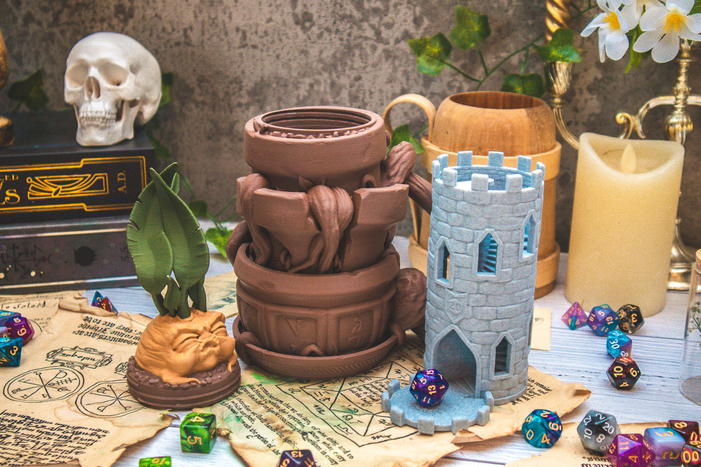 Mandrake Dice Mug + Dice Tower