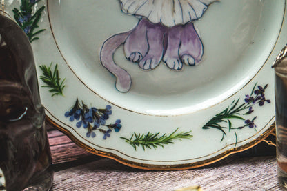 Plate with mythical mushroom cat