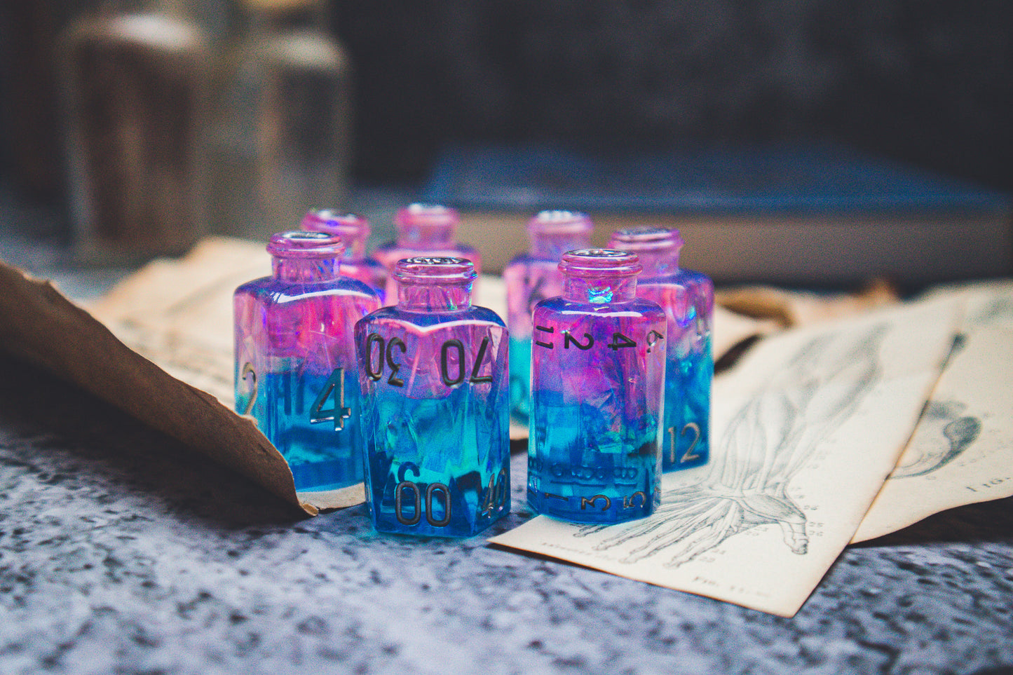 Tranquility - Potion bottle dice set