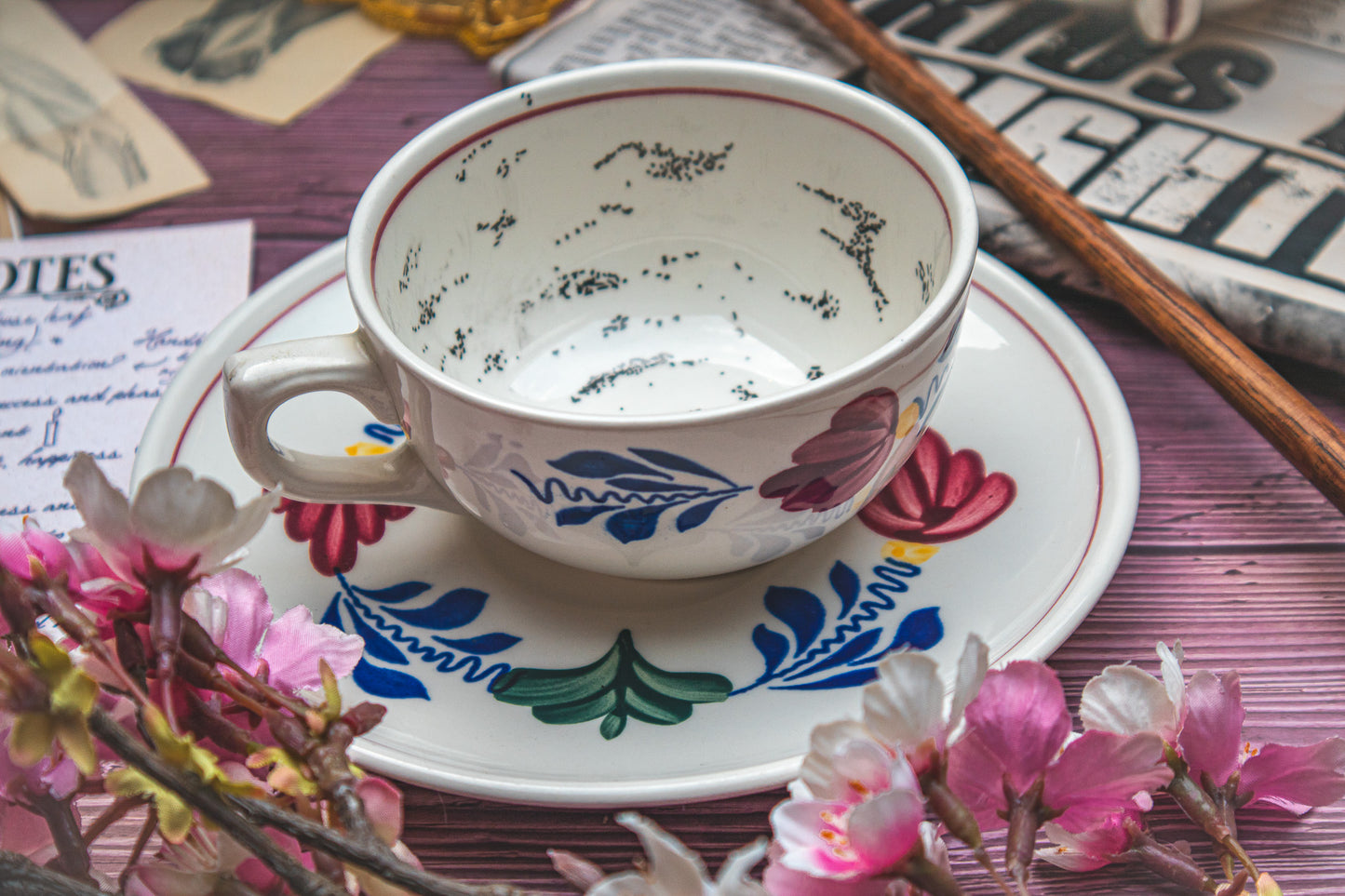 The Grim Hand-Painted Vintage Tea Cups