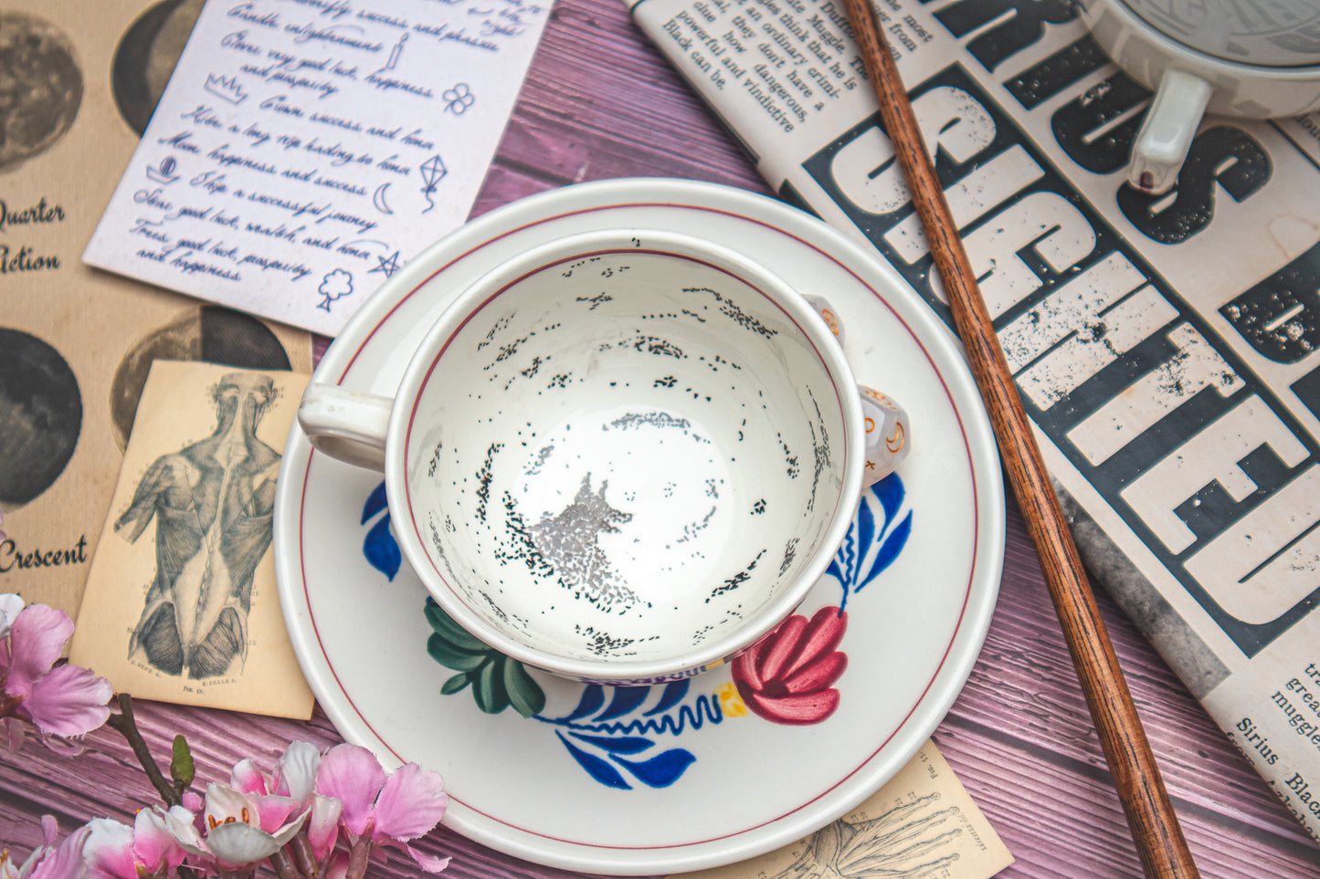 The Grim Hand-Painted Vintage Tea Cups