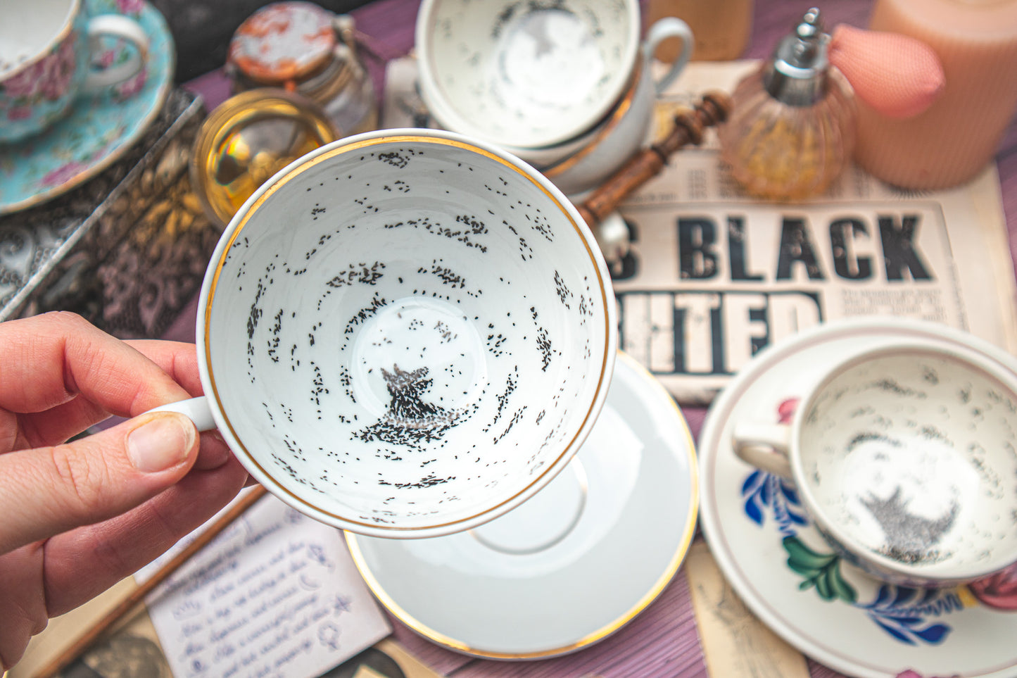 The Grim Hand-Painted Vintage Tea Cups