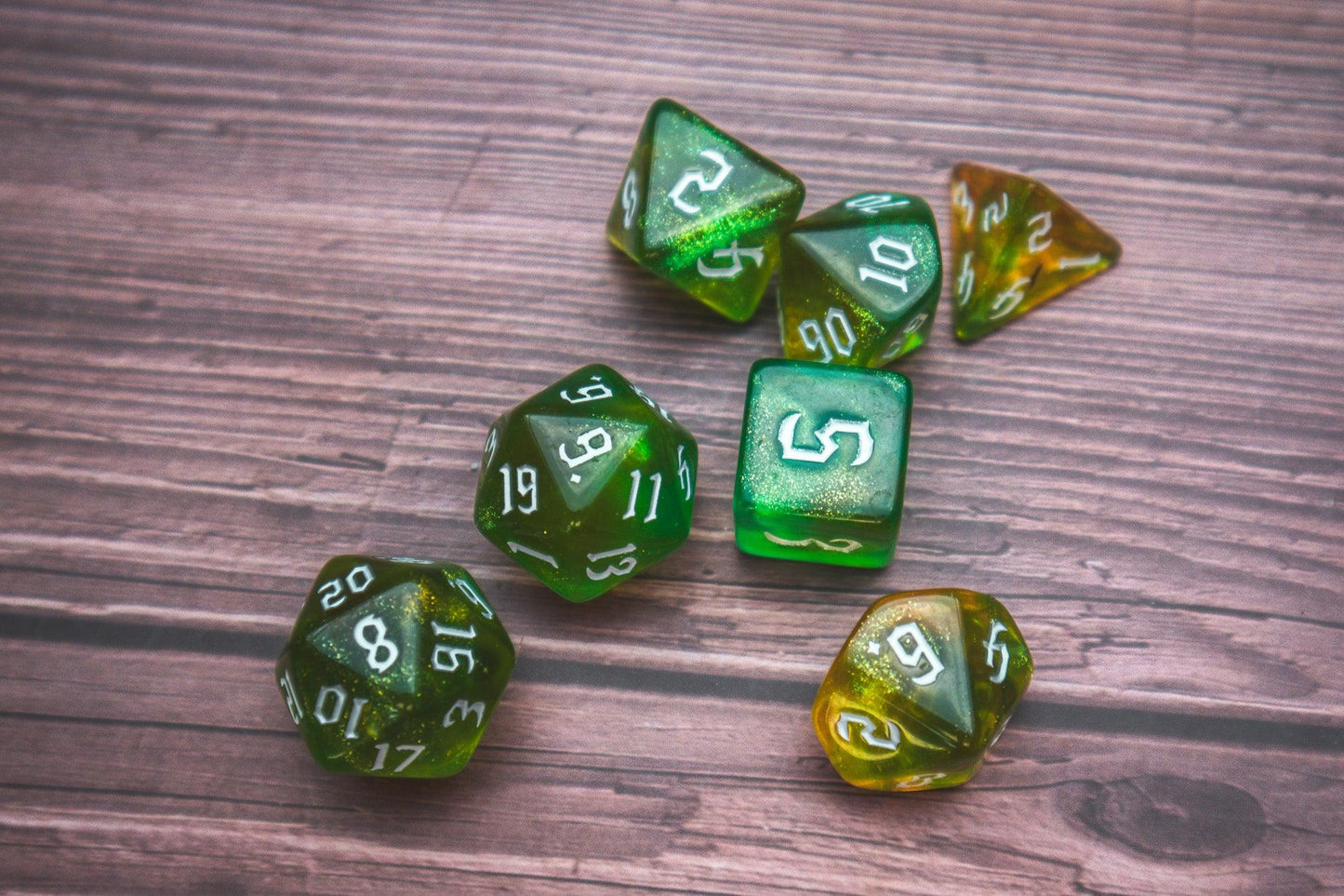 Natures calling dice set - The Flaming Feather & Flaming Filament