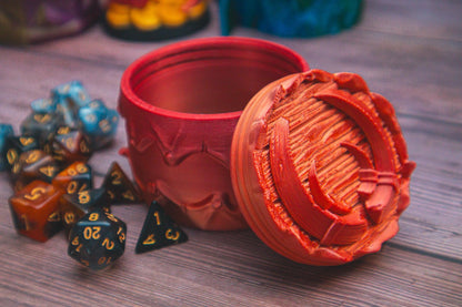 Barbarian dice box - The Flaming Feather & Flaming Filament