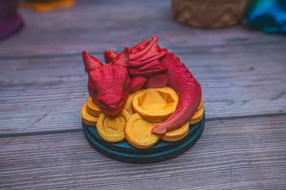 Baby dragon D20 dice guardian - The Flaming Feather & Flaming Filament