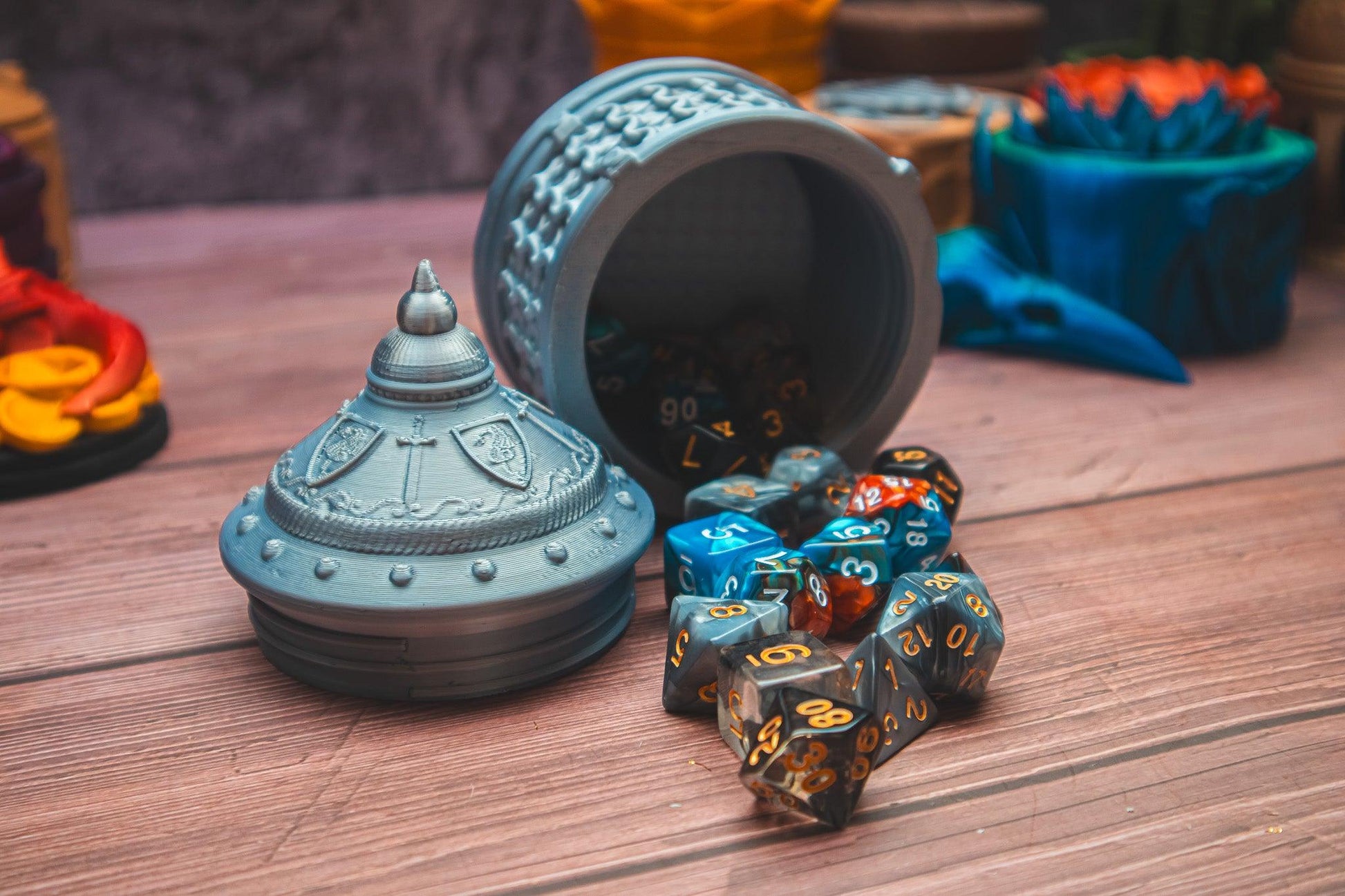 Fighter dice box - The Flaming Feather & Flaming Filament