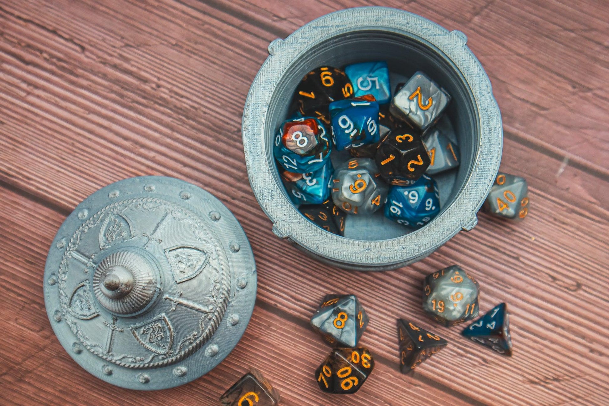 Fighter dice box - The Flaming Feather & Flaming Filament