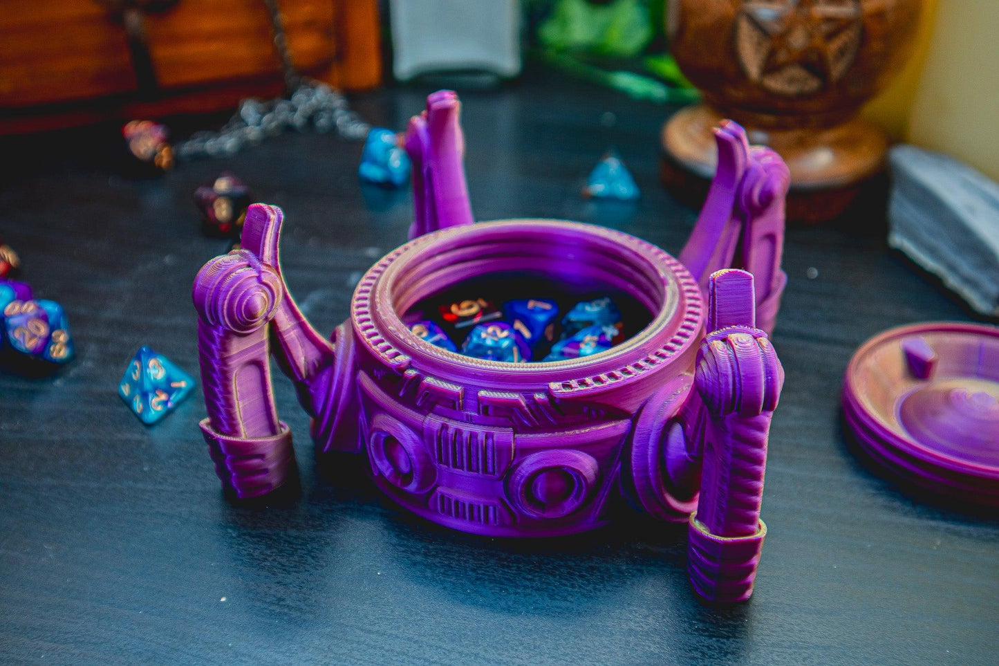 Artificer / Automaton Dice Box - The Flaming Feather & Flaming Filament