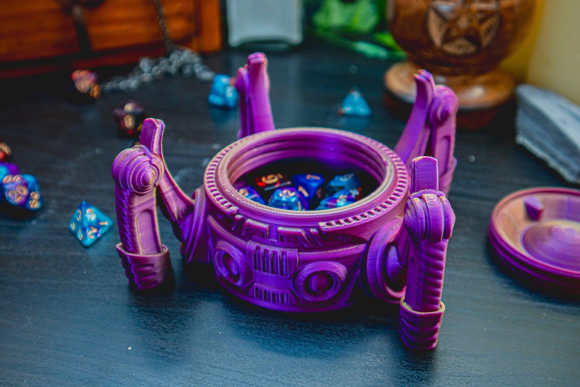 Artificer / Automaton Dice Box - The Flaming Feather & Flaming Filament
