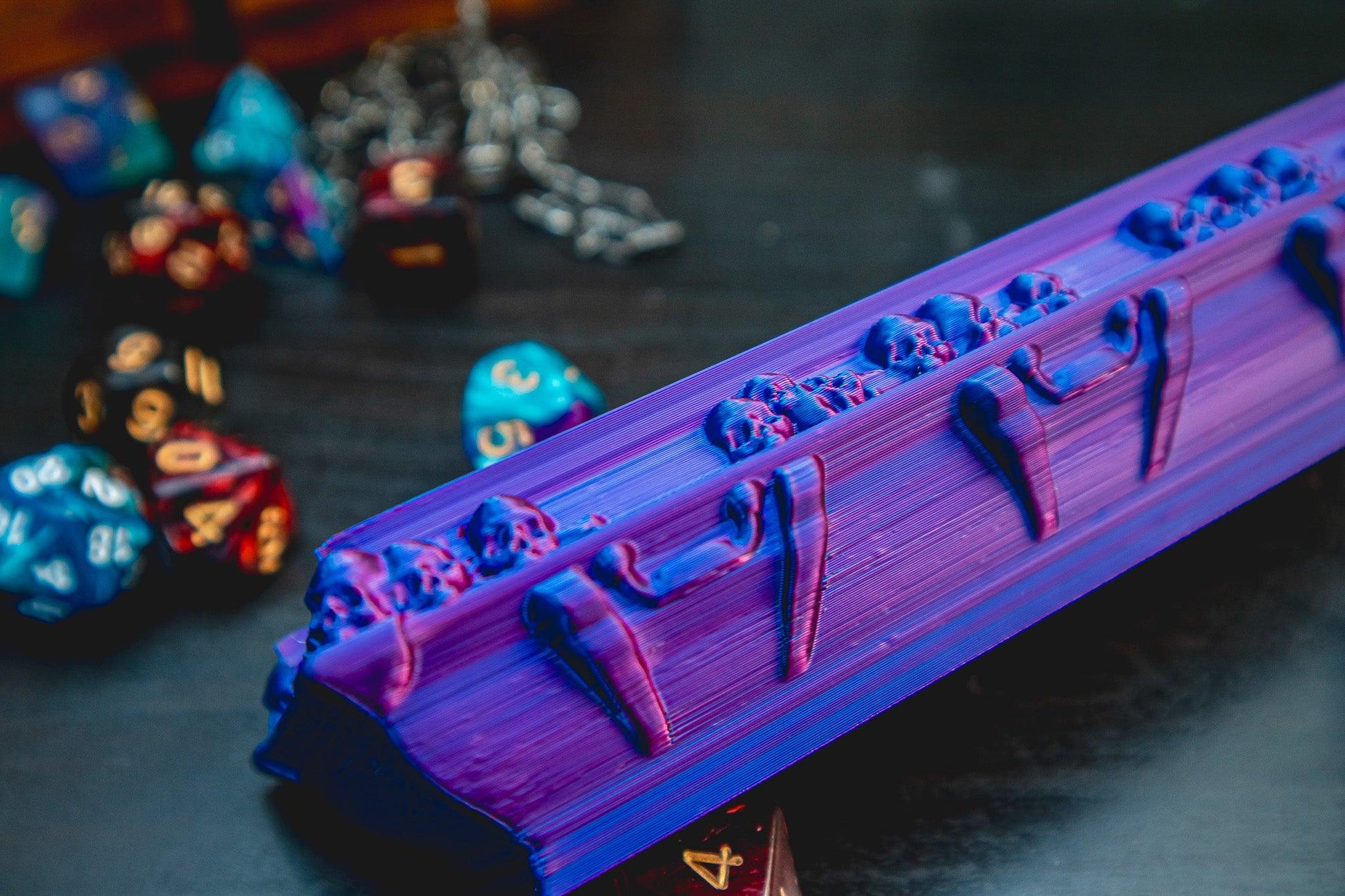 Casket Dice holder - The Flaming Feather & Flaming Filament