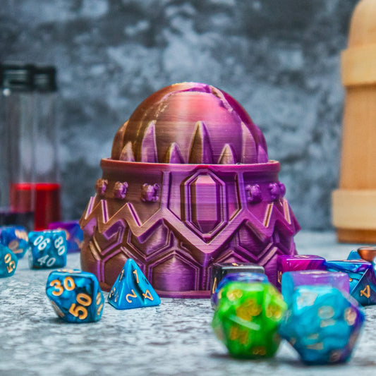 Dragonborn dice box - The Flaming Feather & Flaming Filament