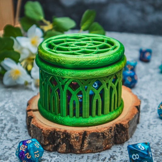 Elf dice box - The Flaming Feather & Flaming Filament