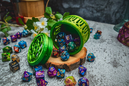 Elf dice box - The Flaming Feather & Flaming Filament