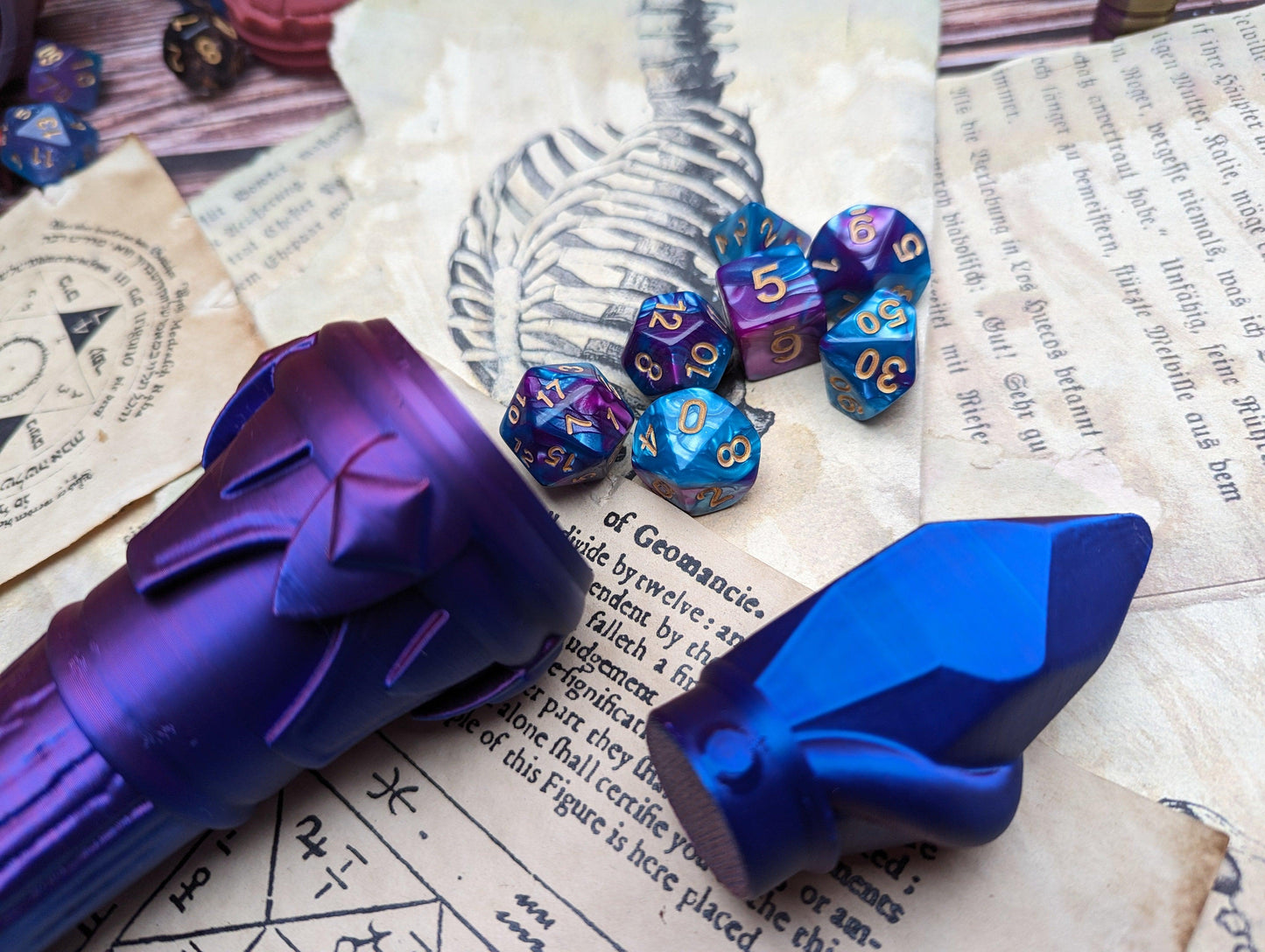 Crystal dice wand Dnd - The Flaming Feather & Flaming Filament