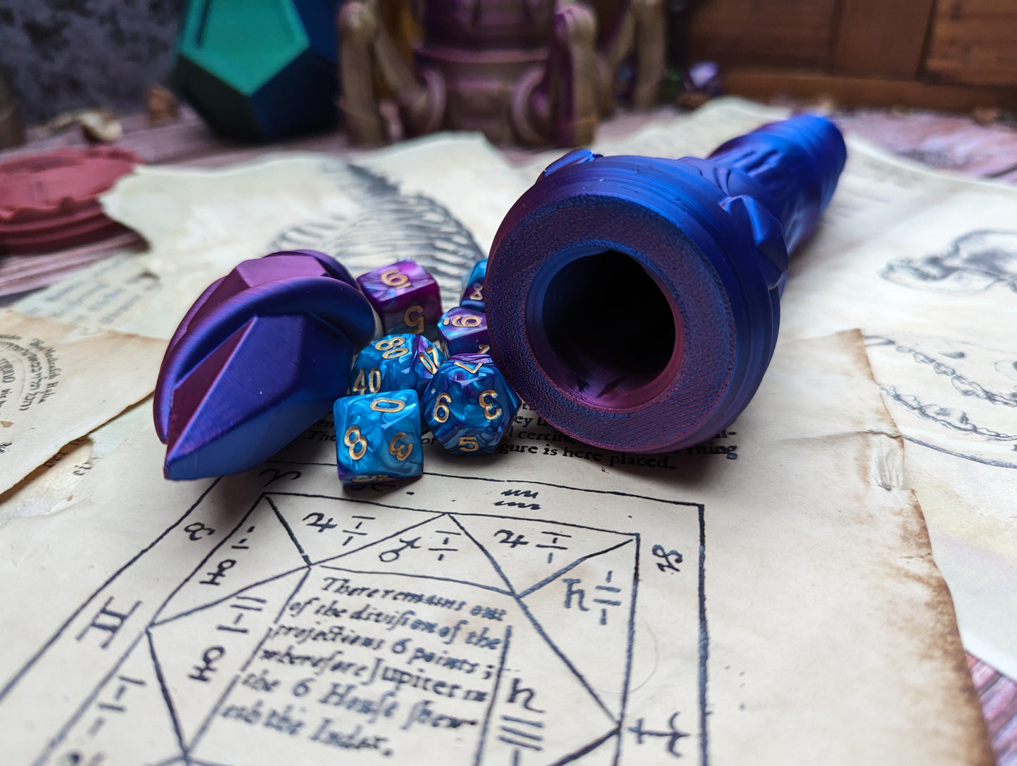 Crystal dice wand Dnd - The Flaming Feather & Flaming Filament