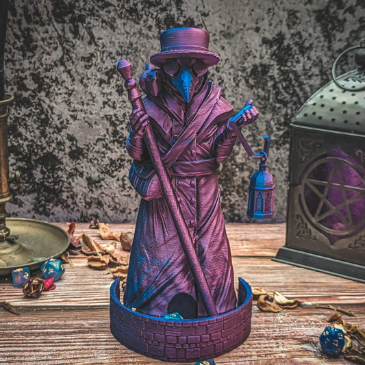 Plague Doctor Dice tower - The Flaming Feather & Flaming Filament