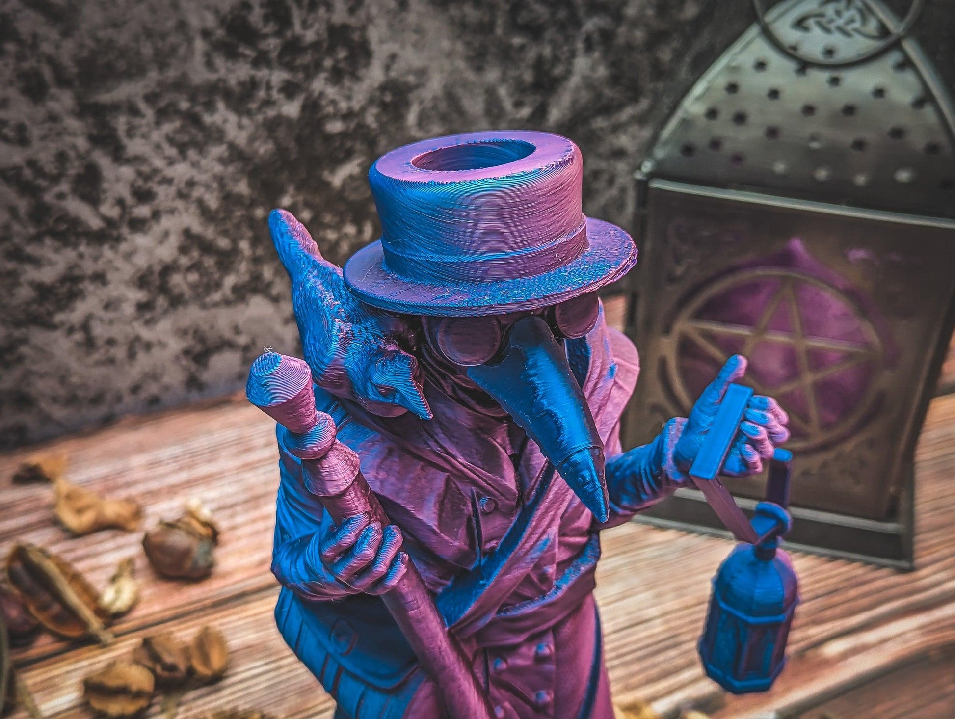 Plague Doctor Dice tower - The Flaming Feather & Flaming Filament