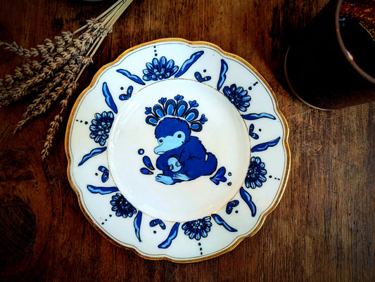 Magical creature in Delft blue style