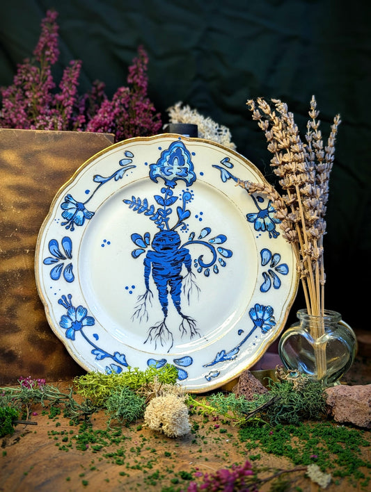 Mandragora in Delft blue style