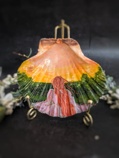 Romantic hand painted shell