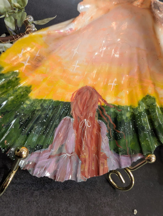 Romantic hand painted shell