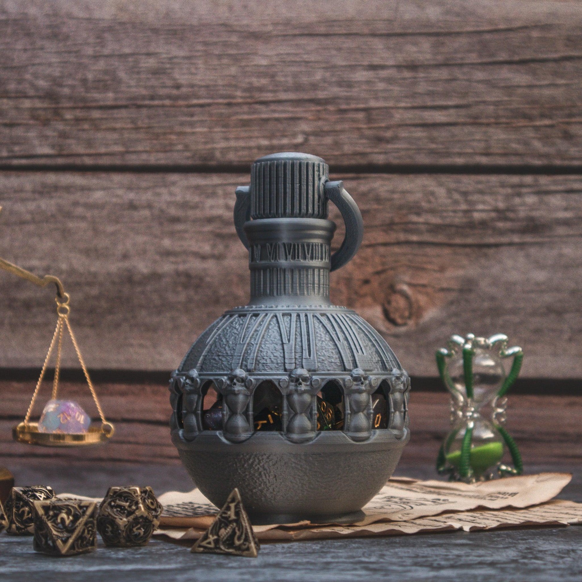 Potion of time Dice holder - The Flaming Feather & Flaming Filament