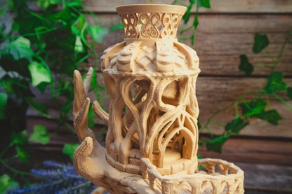 Celtic Dice Tower - Fairy nature themed RPG Dice tower - The Flaming Feather & Flaming Filament