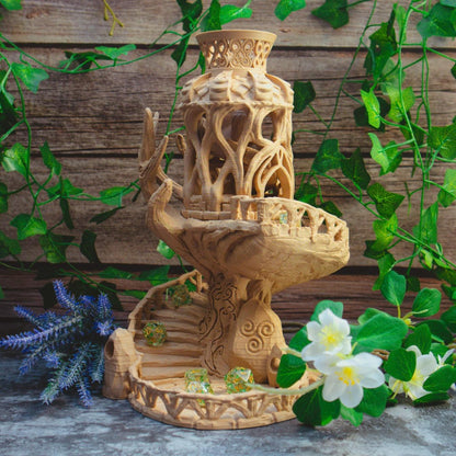 Celtic Dice Tower - Fairy nature themed RPG Dice tower - The Flaming Feather & Flaming Filament