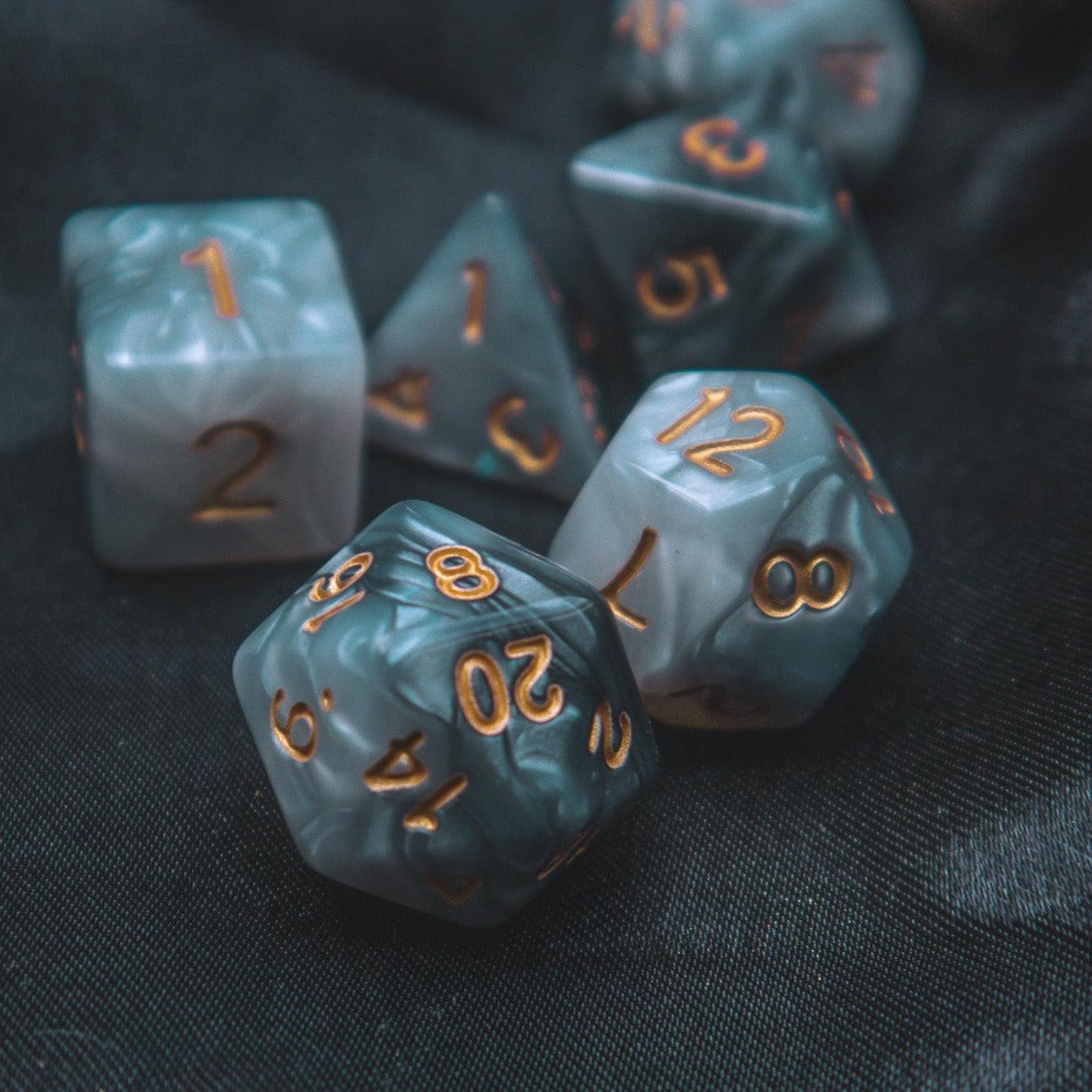 Underdark Ore Polyhedral dice set - Soft edge - The Flaming Feather & Flaming Filament