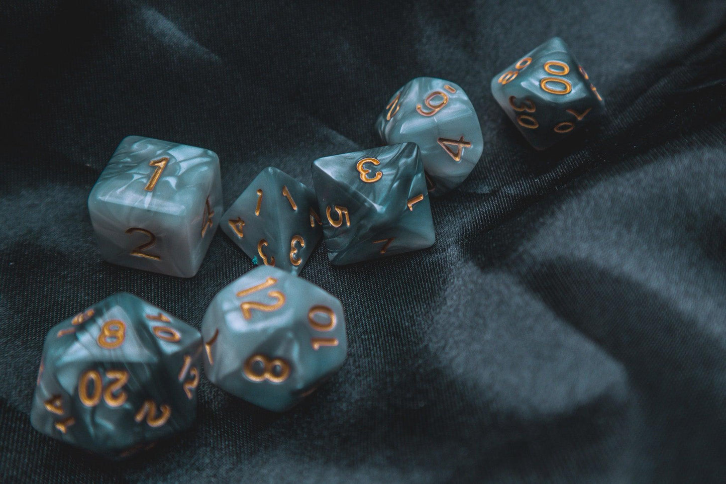 Underdark Ore Polyhedral dice set - Soft edge - The Flaming Feather & Flaming Filament