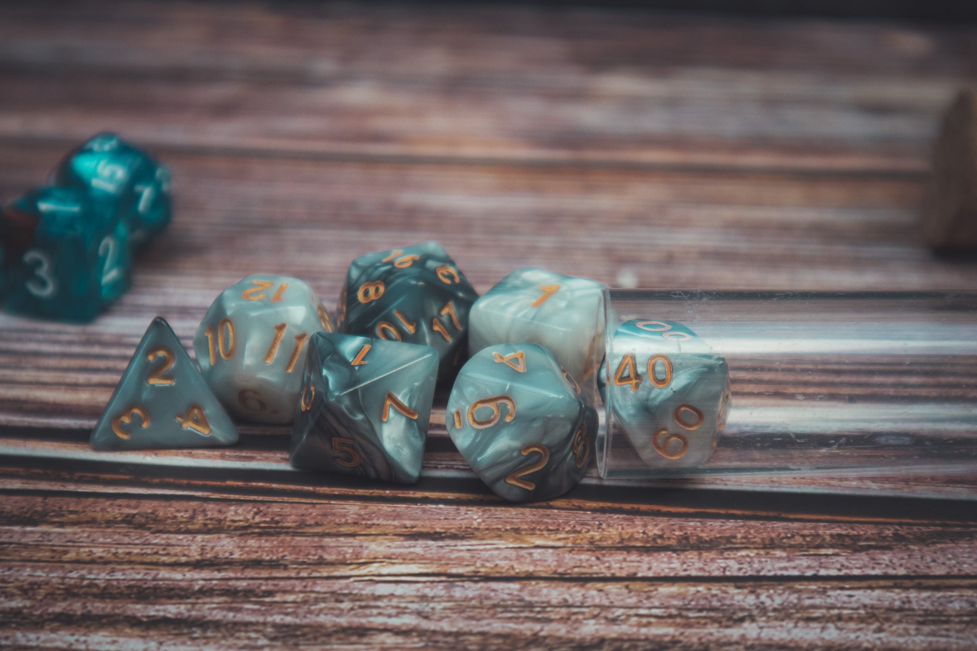 Underdark Ore Polyhedral dice set - Soft edge - The Flaming Feather & Flaming Filament