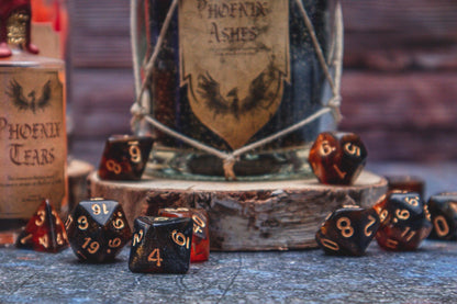 Phoenix Ashes Polyhedral dice set - Soft edge