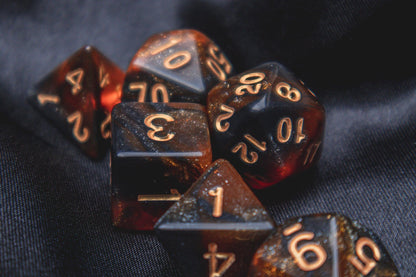 Phoenix Ashes Polyhedral dice set - Soft edge