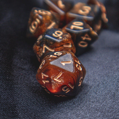 Phoenix Ashes Polyhedral dice set - Soft edge