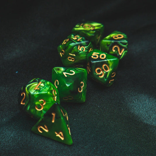 Poison Dagger Polyhedral dice set - Soft edge - The Flaming Feather & Flaming Filament