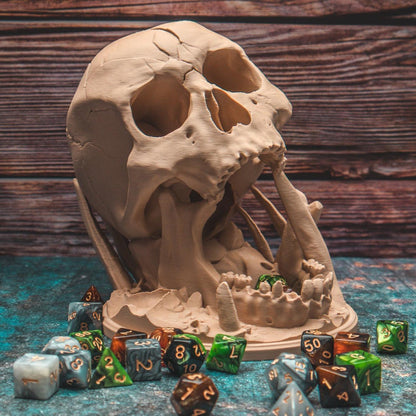 Deserts Kiss Skull Dice Tower - The Flaming Feather & Flaming Filament